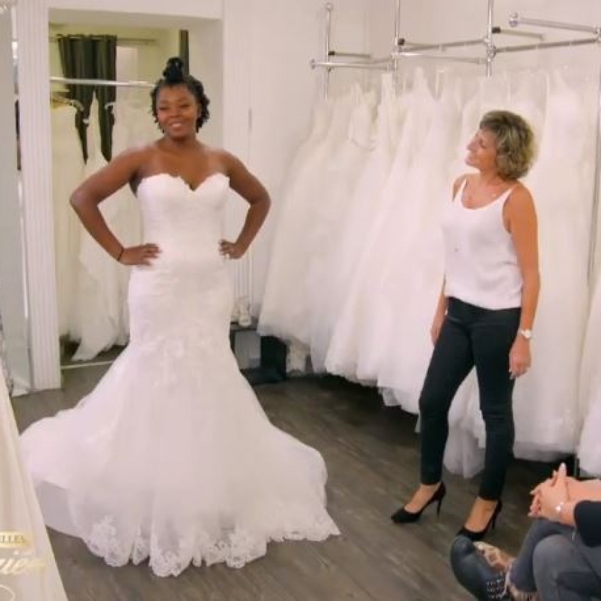 Robe de mariée essayage Myrlande dans Les Plus Belles Mariées sur TF1 - Ava Mariage