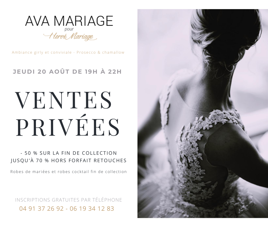 Vente privée robe de mariée Marseille - Ava Mariage - Août 2020
